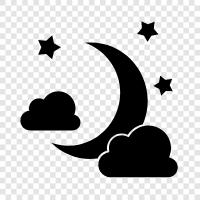 half moon, moon, clouds, astronomy icon svg