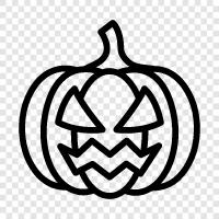 Halloween, Schnitzen, Kürbis, Schnitzwerkzeuge symbol