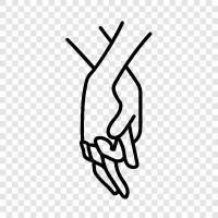 Handhalten, Handpaare, Hände halten in der Öffentlichkeit, öffentliche Zeiger der Zuneigung symbol