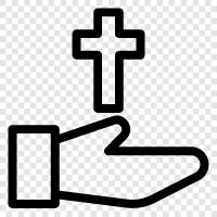 hand with crucifix, hand with X, hand with Christian symbol, hand with icon svg