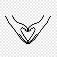 Hände des Herzens, Liebe Hände, warme Hände, Berührung Hände symbol