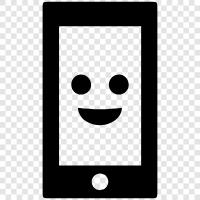 happy, mobile, phone, apps icon svg