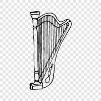 harps, harp music, harp player, harpsichord icon svg