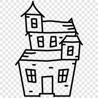 Haunted House attraction, Haunted Houses, Horror House, Horror Houses icon svg