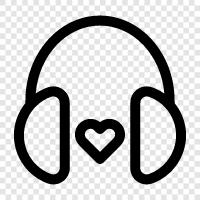 headphone love, headphone, earbuds, earphones icon svg