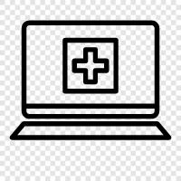 health, laptop, medical, computer icon svg