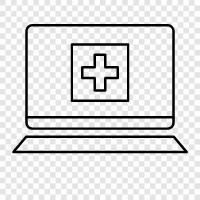 health, laptops for doctors, laptop for medical, health care icon svg