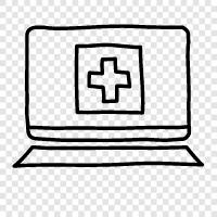 healthcare, laptops, laptop for medical, health care icon svg