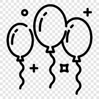 helium, geburtstag, kinder, party symbol
