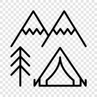 hiking, backpacking, camping gear, tents icon svg