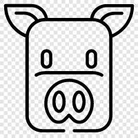 Hog, Farm animal, Meat, Bacon icon svg