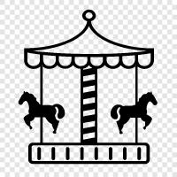 horses, merrygo-round, carnival, fun icon svg