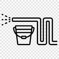 hose and spigot, hose and faucet, hose and sprink, hose and bucket icon svg