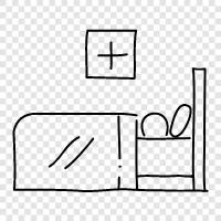 hospital, bed, room, white icon svg