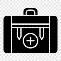 hospital supplies, first aid kit, emergency supplies, travel kit icon svg