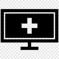 hospital system, computer in hospital, computer in healthcare, healthcare computer icon svg