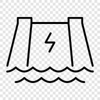 hydroelectric dam, hydroelectric power, power plant, water resources icon svg