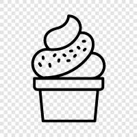 ice cream, cone, waffle cone, sundae toppings icon svg