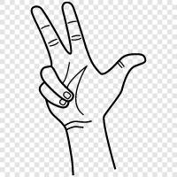 Zeigefinger, Mittelfinger, Ringfinger, drei Finger symbol