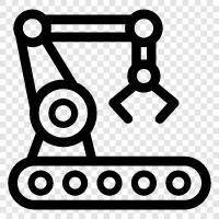 industrial robotics, industrial conveyor, industrial robot, industrial automation icon svg