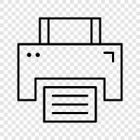 Tintenstrahldrucker, Laserdrucker, Monochromdrucker, Farbdrucker symbol