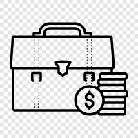 Investing, Retirement, Financial Planning, Money Briefcase icon svg