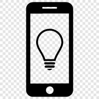 iPhone light bulb, LED light bulb, bulb phone, light bulb phone icon svg