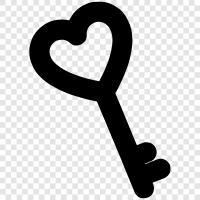 key to heart, heart keyhole, heart key ring, heart key holder icon svg