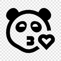 kiss panda, kissing panda, panda kiss, panda love icon svg