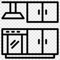 kitchen appliances, kitchen cabinets, kitchen island, kitchen remodel icon svg