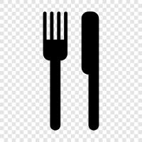 kitchen, silver, knives, forks icon svg