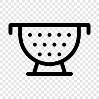 kitchen tool, strainer, colander set, colander cleaning icon svg