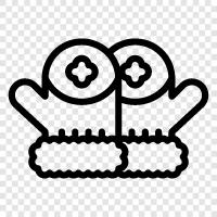 knitting, yarn, knitting needles, felted mittens icon svg