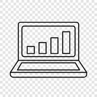 laptop chart, laptop charting, laptop charting software, chart in laptop icon svg