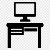 laptop computer, desktop computer, computer desk, computer chair icon svg