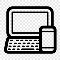 Laptop Computer und Telefone, Laptops und Smartphones, Laptop und Telefon symbol