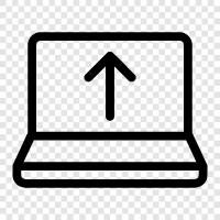 laptop, computer, internet, uploading icon svg