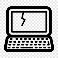 LaptopBildschirm, LaptopSchlüssel, LaptopBatterie, Laptop gebrochen symbol