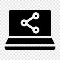 laptop share, software share, document sharing, notebook share icon svg