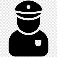 Strafverfolgung, Polizeibeamte, Ermittlungen, Kriminalität symbol