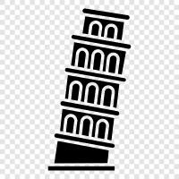 Leaning Tower of Pisa, Pisa, Italy, cityscape icon svg