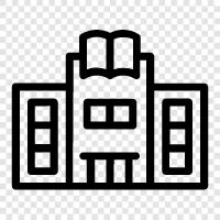 library construction, library design, library renovation, library space icon svg