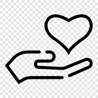 love in heart, love in mind, love in soul, Love in hand icon svg