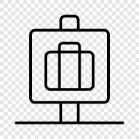 Gepäckdiebstahl, Gepäckträger, Gepäckaufbewahrung, Gepäckanhänger symbol