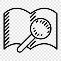 magnifying glass, reading glasses, book reading, magnifying book icon svg