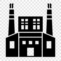 manufacturing, production, assembly, manufacturing plant icon svg