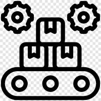 manufacturing, production line, assembly line, production process icon svg