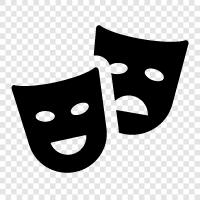 Drama için maskeler, drama için komik maskeler, drama için üzücü maskeler, komik ikon svg