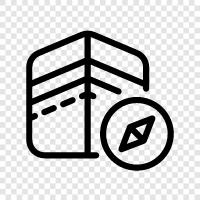 Mecca direction, qibla direction, qiblat direction, kaaba direction icon svg