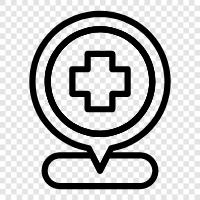 medical center, urgent care, walk in clinic, medical location icon svg